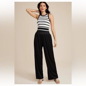 New Maurices Plisse High Rise Wide Leg Pant Women’s‎ Size Medium Black